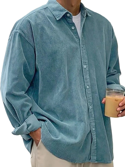 Men's Corduroy Long Sleeve Button Down Shirt