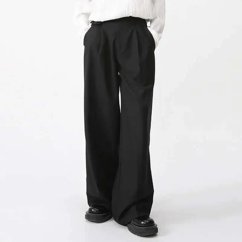 Men's Wide Leg Trousers – Loose Fit Pleated