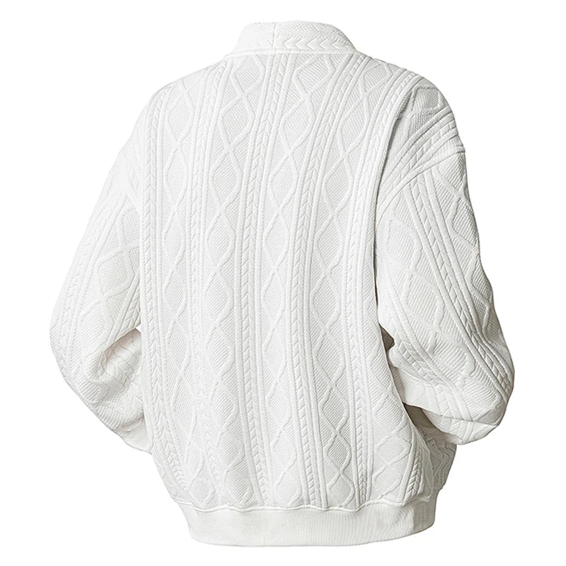 Men's Cardigan Jumper V Neck Button Front Cable Knit