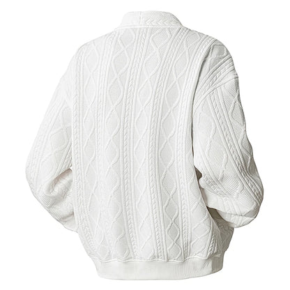 Men's Cardigan Jumper V Neck Button Front Cable Knit