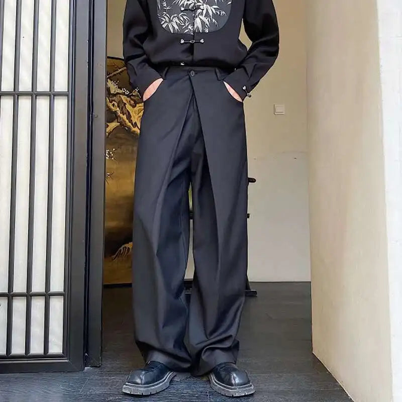 Men's Pleated Wide Leg Trousers – Loose Fit