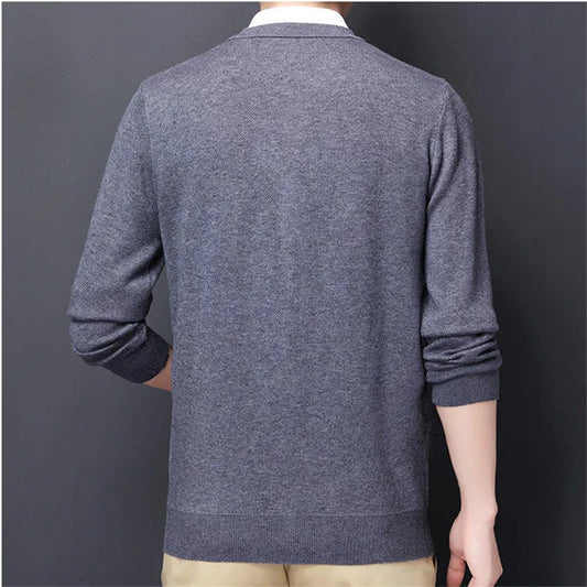 Men's Argyle Knit Cardigan with Button Front and V-Neck