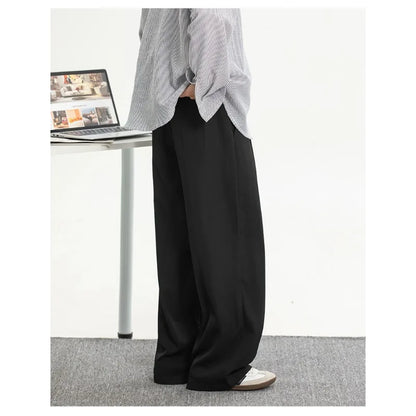 Men's Wide Leg Trousers with Drawstring Waist