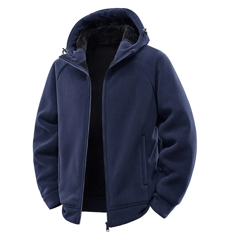 Men's Hooded Jacket – Warm Lined Full Zip Winter Coat with Long Sleeves and Pockets