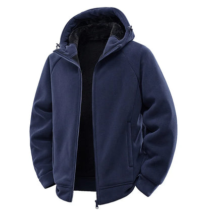 Men's Hooded Jacket – Warm Lined Full Zip Winter Coat with Long Sleeves and Pockets