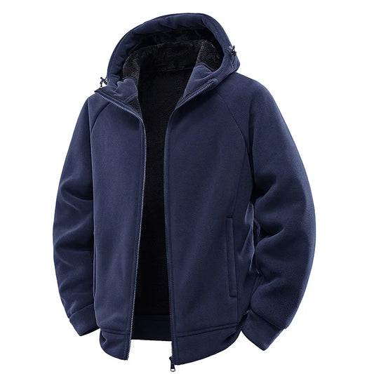 Men's Hooded Jacket – Warm Lined Full Zip Winter Coat with Long Sleeves and Pockets