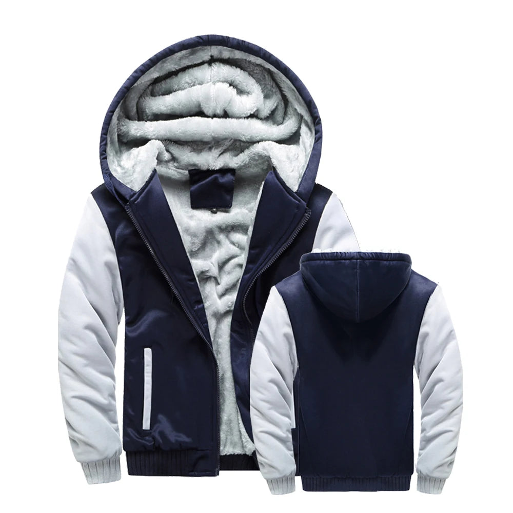 Men's Hooded Jacket – Plush Lined Full Zip Front Long Sleeve Outerwear