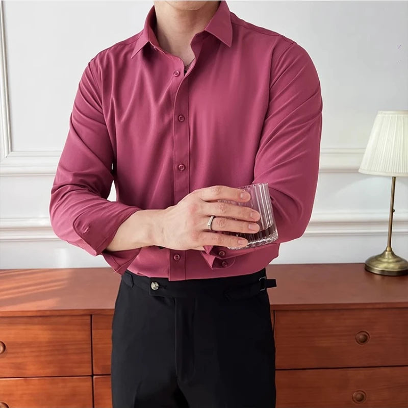 Men's Long Sleeve Button Down Shirt with Spread Collar