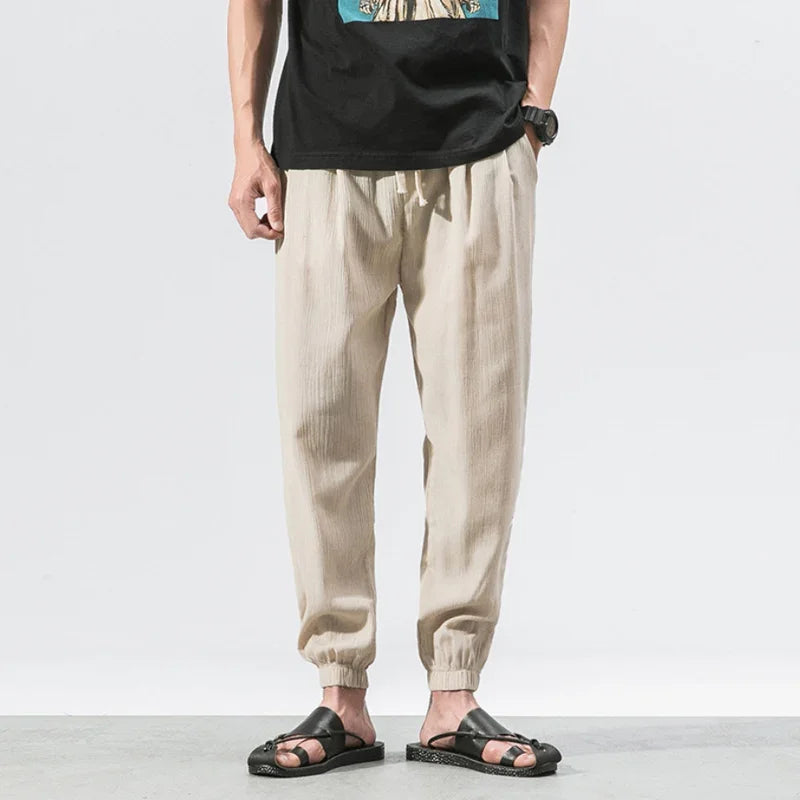 Men's Tapered Joggers with Elasticated Waist and Cuffed Hems