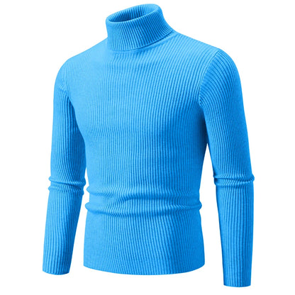 Men's Ribbed Turtleneck Jumper with Fitted Long Sleeves