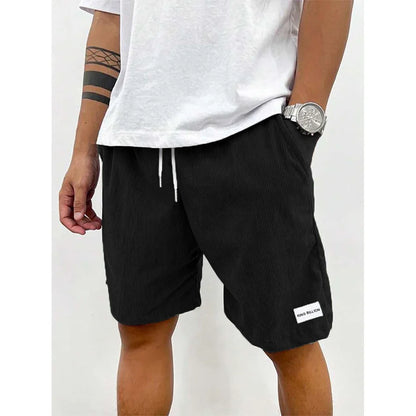 Men's Textured Shorts with Elasticated Drawstring Waist