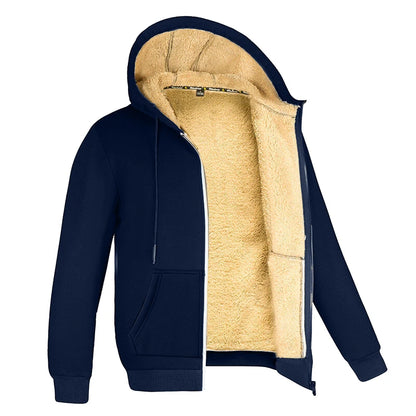 Men's Fleece Lined Hoodie – Full Zip Front Long Sleeve Hooded Jacket