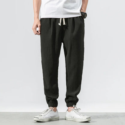 Men's Tapered Joggers with Elasticated Waist and Cuffed Hems