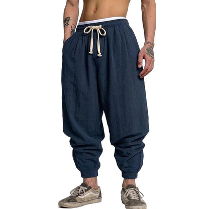 Men's Harem Joggers with Drawstring Waist and Cuffed Legs