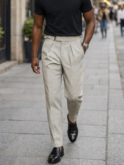 Men's Pleated Trousers – Tailored Fit with Tapered Leg