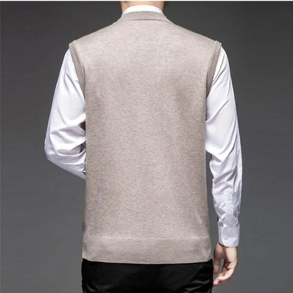 Men's Argyle Knitted Vest with V Neck Button Front