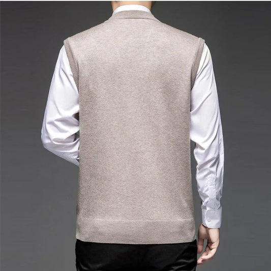 Men's Argyle Knitted Vest with V Neck Button Front
