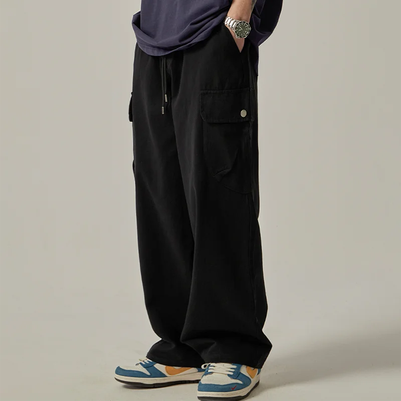 Men's Loose Fit Cargo Trousers with Drawstring Waist
