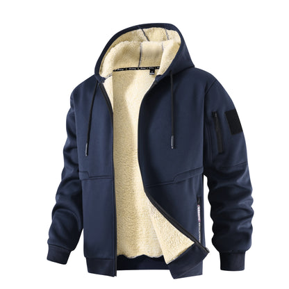 Men's Fleece Lined Hooded Jacket – Full Zip Warm Winter Coat with Pockets