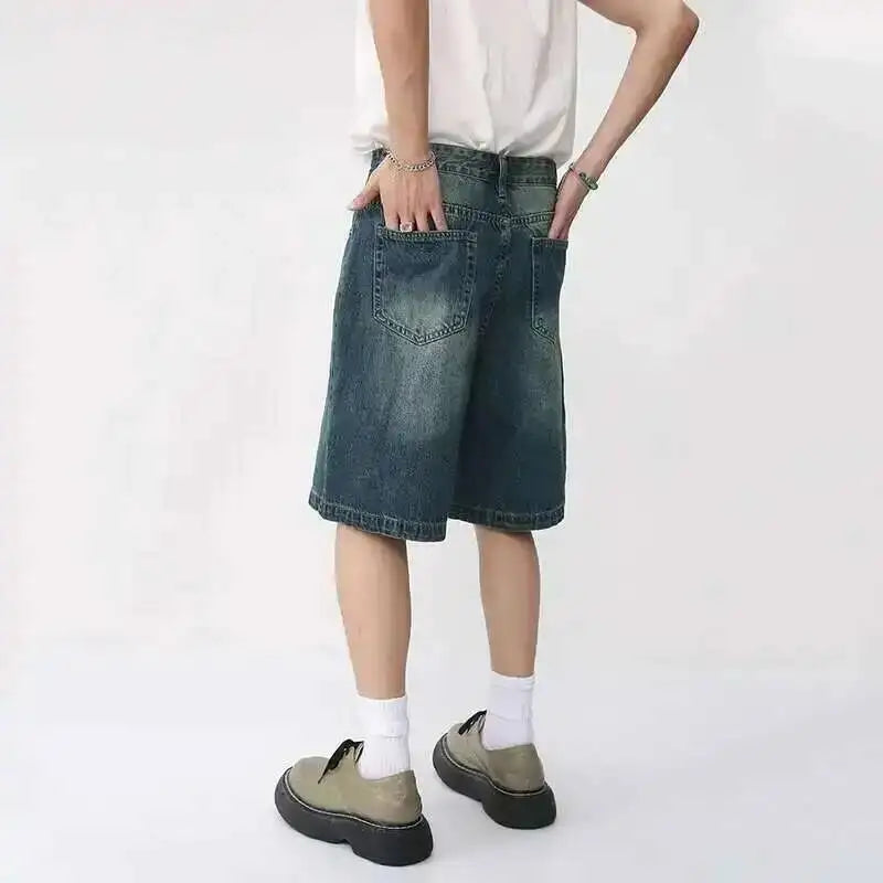 Men's Denim Shorts with Five Pocket Design