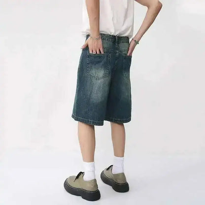 Men's Denim Shorts with Five Pocket Design