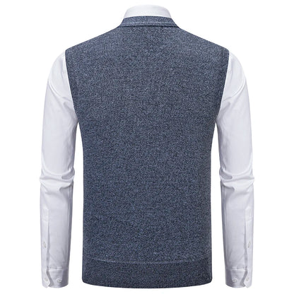 Men's Knitted Waistcoat with V Neck and Button Fastening
