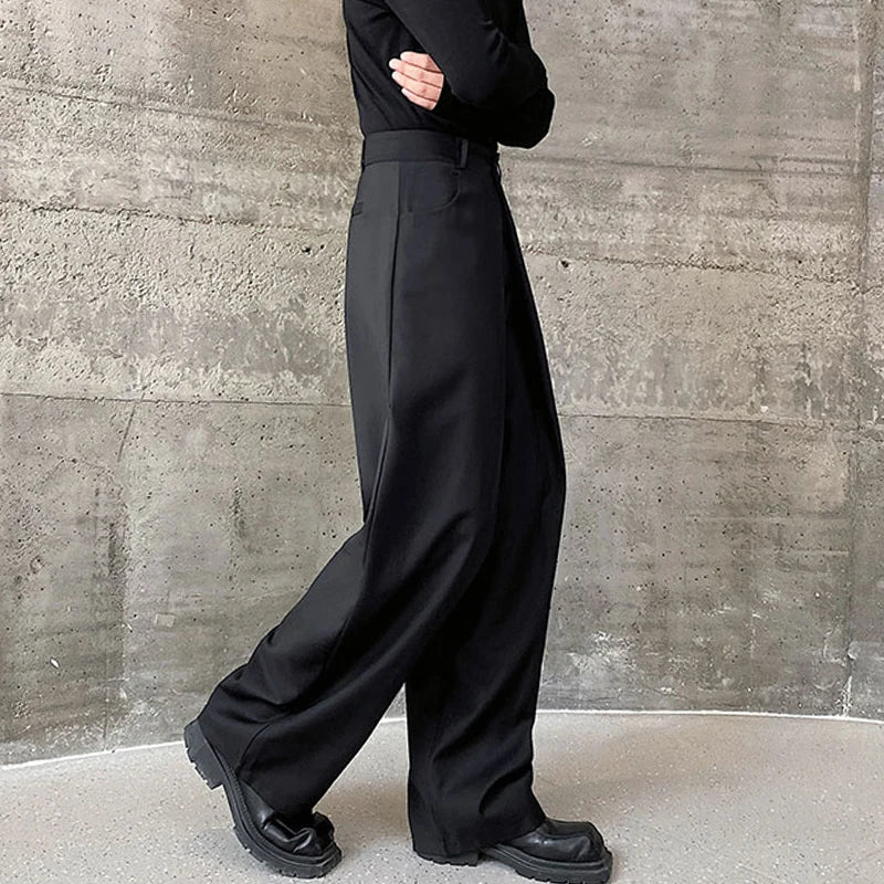 Men's Pleated Wide Leg Trousers – Loose Fit