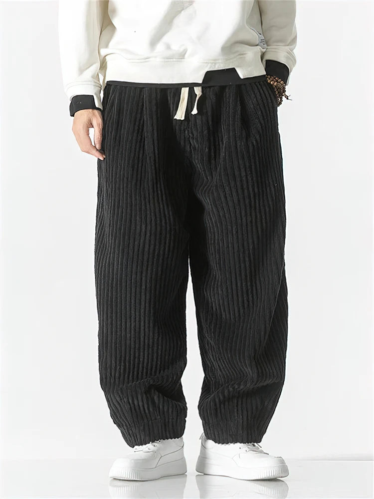 Men's Textured Joggers Loose Fit Drawstring Elasticated Cuffs