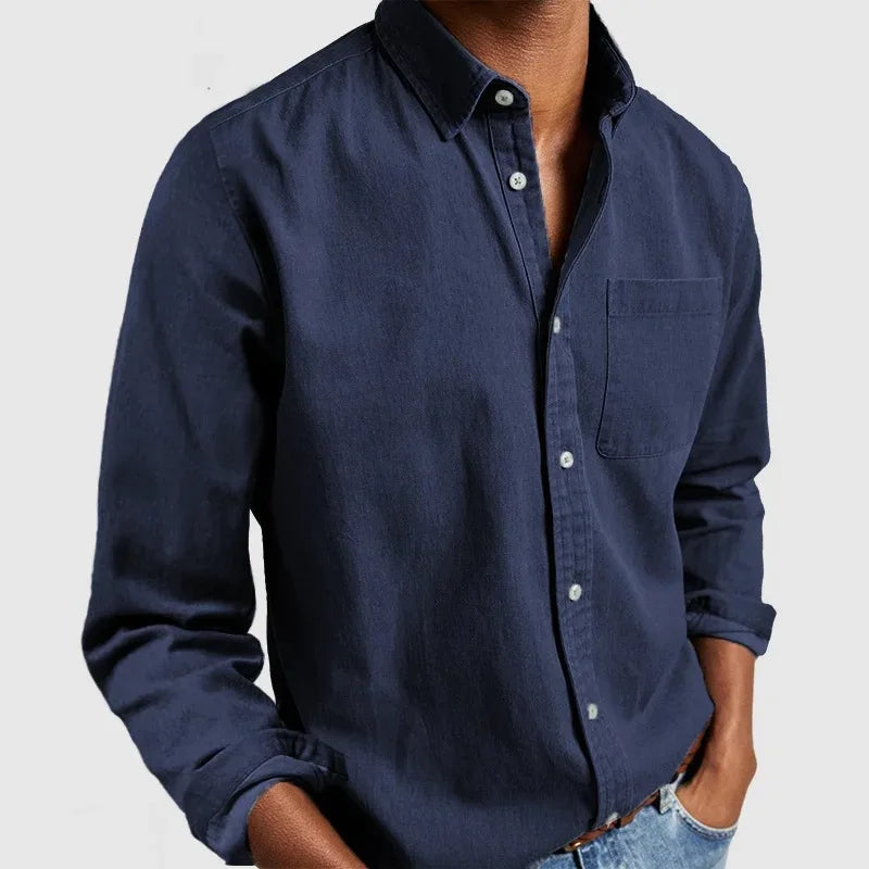 Men's Long Sleeve Button Down Shirt with Chest Pocket