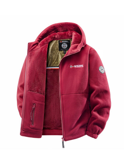 Men's Sherpa Lined Jacket – Full Zip Front Stand Collar Long Sleeve Coat