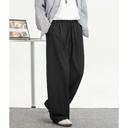 Men's Wide Leg Trousers with Drawstring Waist