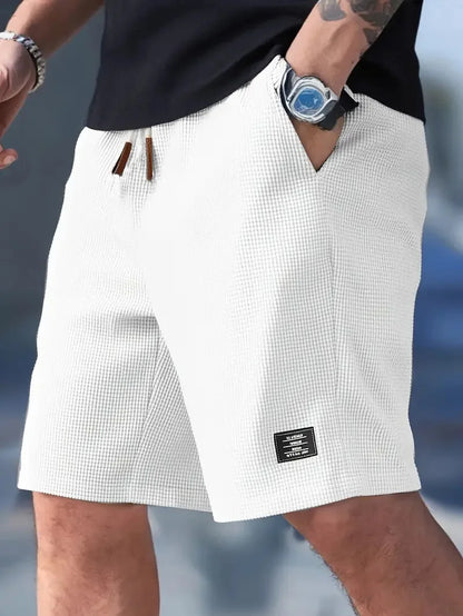 Men's Textured Shorts with Drawstring Waist and Pockets