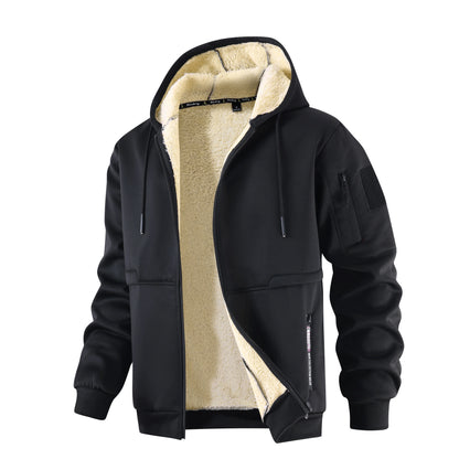 Men's Fleece Lined Hooded Jacket – Full Zip Warm Winter Coat with Pockets