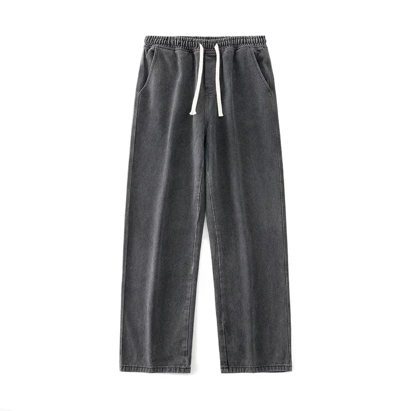 Men's Baggy Wide Leg Jeans with Drawstring Waist
