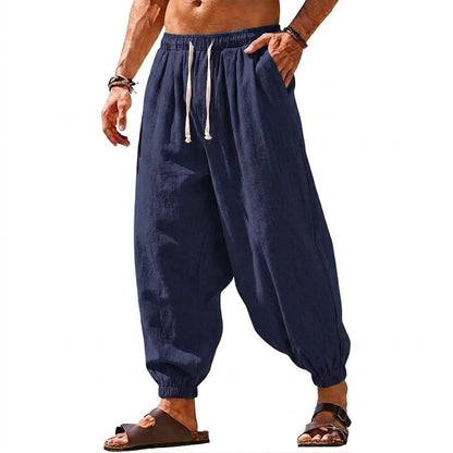 Men's Harem Trousers Relaxed Fit Drawstring Waist Tapered Leg