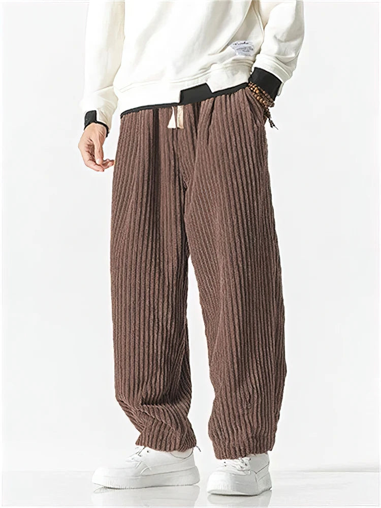 Men's Textured Joggers Loose Fit Drawstring Elasticated Cuffs