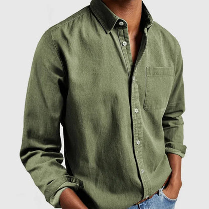Men's Long Sleeve Button Down Shirt with Chest Pocket