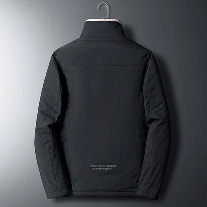 Men's Lined Jacket with Stand Collar – Full Zip Front Long Sleeve Outerwear