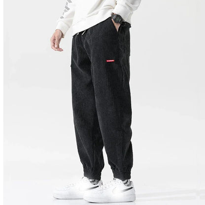 Men's Textured Trousers Relaxed Fit Drawstring Waist Joggers