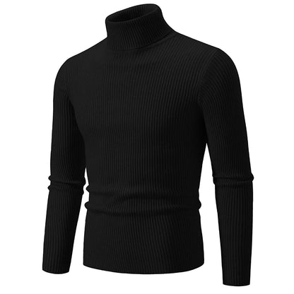 Men's Ribbed Turtleneck Jumper with Fitted Long Sleeves