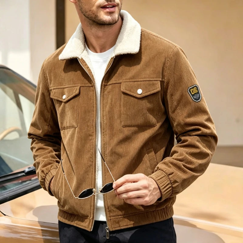 Men's Sherpa Lined Jacket – Full Zip Front, Long Sleeves and Chest Pockets