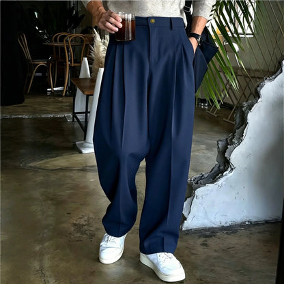 Men's Baggy Trousers – Pleated Loose Fit Wide Leg