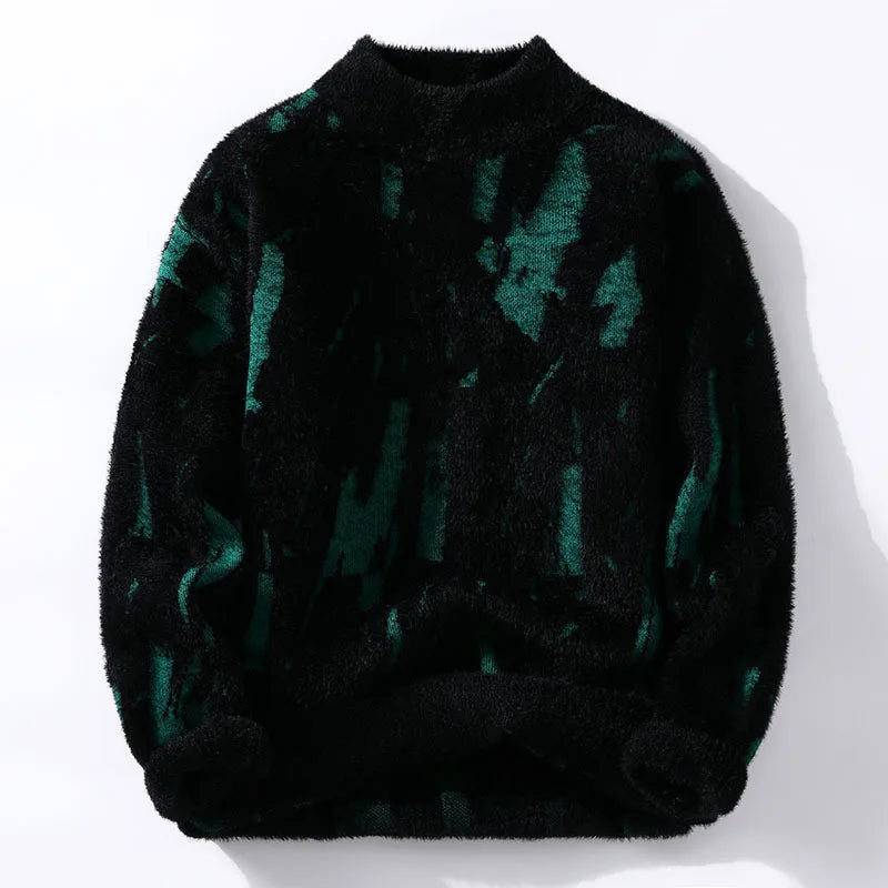 Men's Abstract Pattern Knitted Crew Neck Jumper