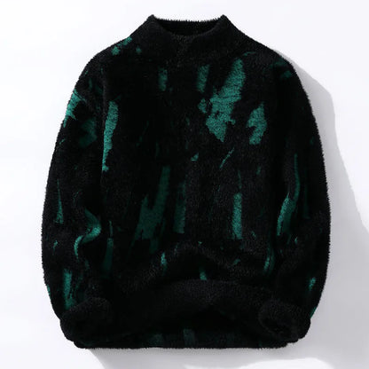 Men's Abstract Pattern Knitted Crew Neck Jumper
