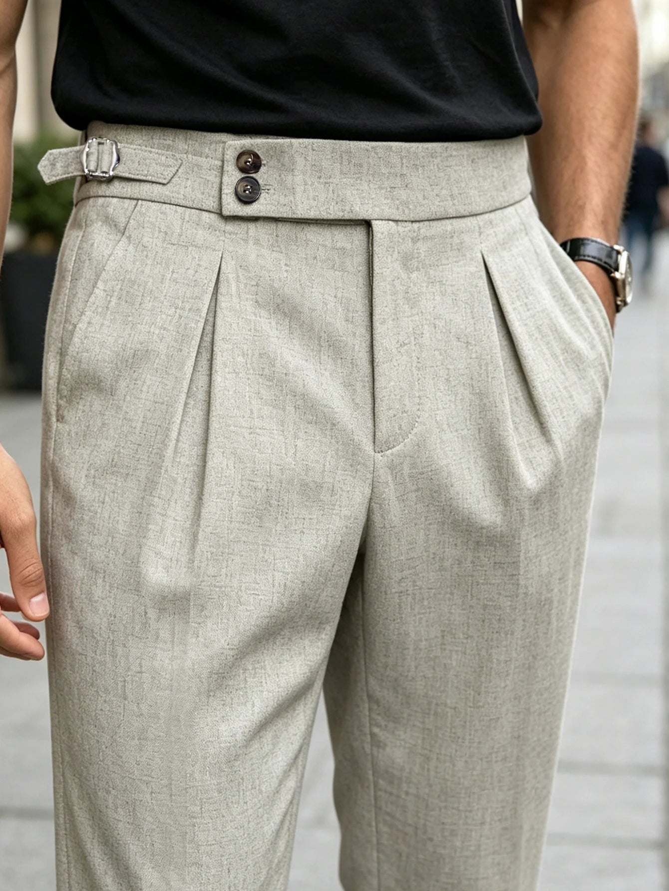 Men's Pleated Trousers – Tailored Fit with Tapered Leg