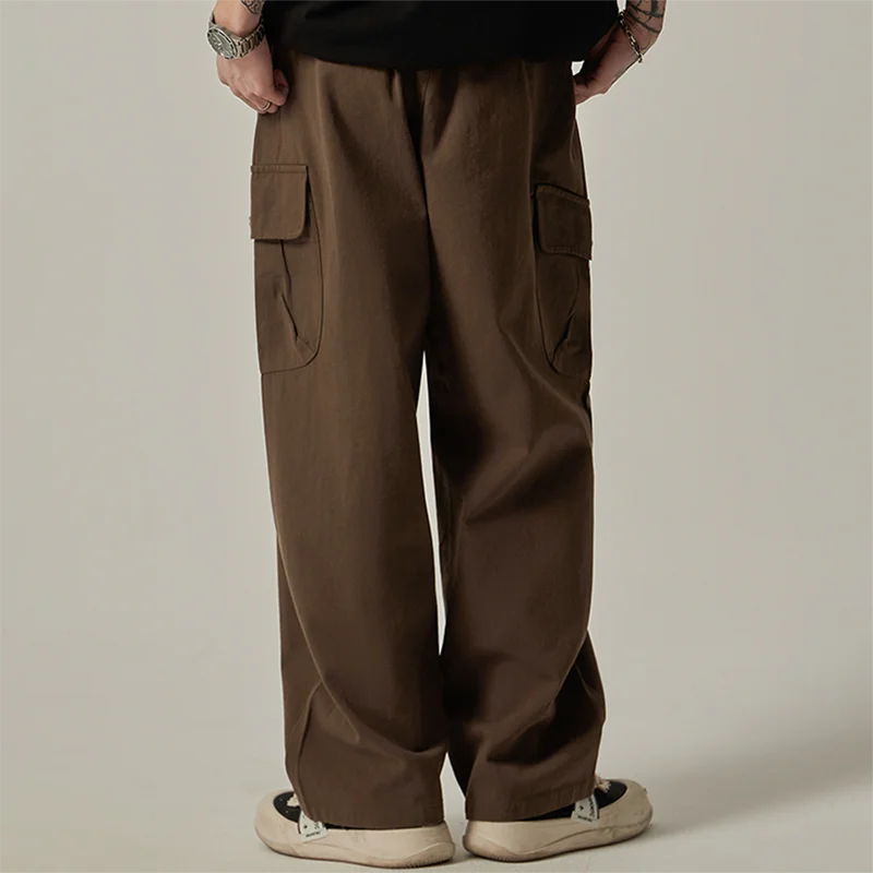 Men's Loose Fit Cargo Trousers with Drawstring Waist