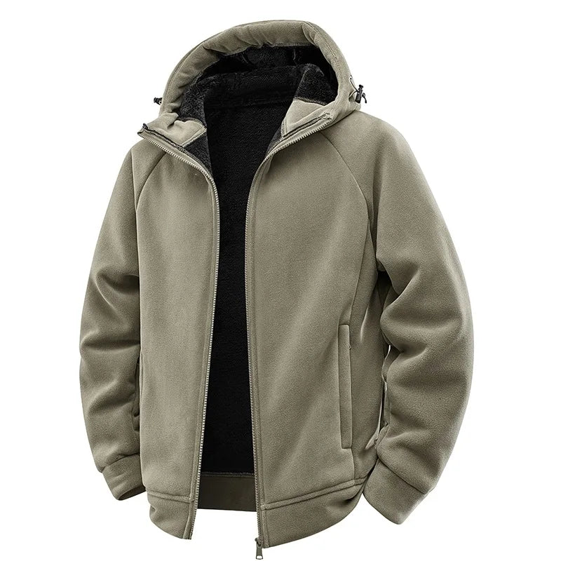 Men's Hooded Jacket – Warm Lined Full Zip Winter Coat with Long Sleeves and Pockets