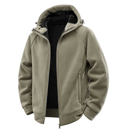 Men's Hooded Jacket – Warm Lined Full Zip Winter Coat with Long Sleeves and Pockets