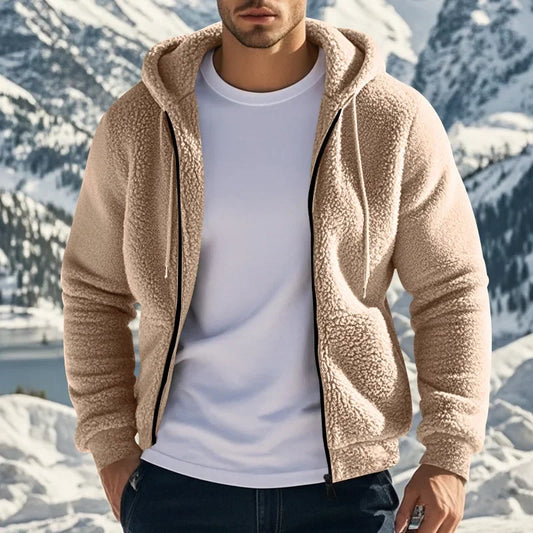 Men's Zip Up Fleece Hoodie – Long Sleeve Hooded Jacket with Front Pockets
