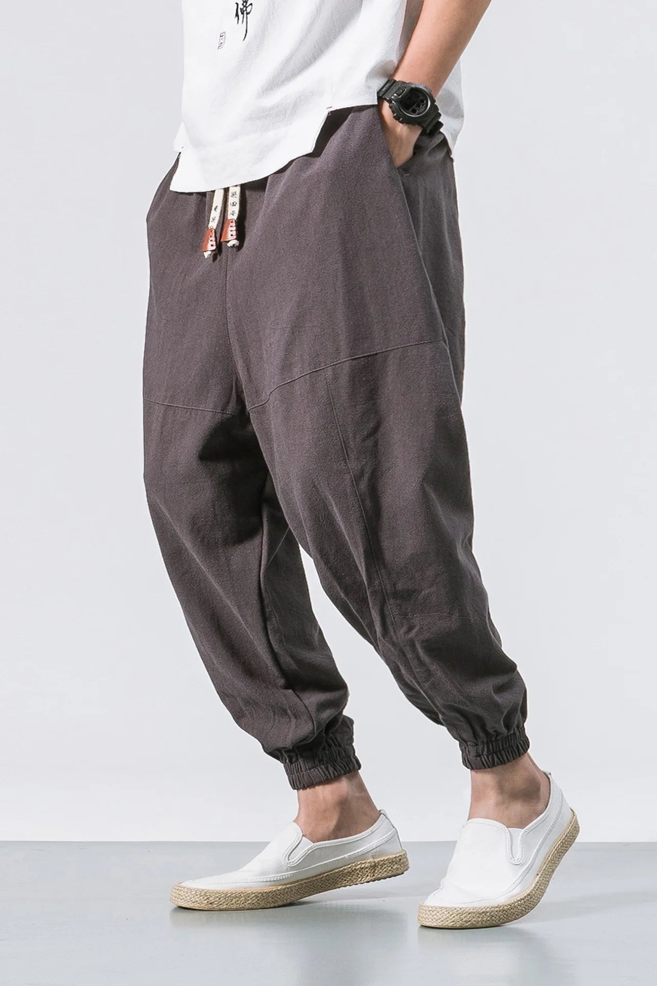 Men's Harem Cargo Joggers Loose Fit Drawstring Waist